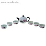 Набор для чайной церемонии 7 предметов &amp;quot;Лотос&amp;quot; лазурь (чайник 180 мл, чашка 70 мл)
