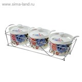 Набор банок для сыпучих продуктов 350 мл с ложками &amp;quot;Гармония&amp;quot;, 3 шт.