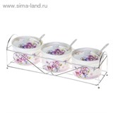 Набор из 3-х банок 350 мл для сыпучих продуктов &amp;quot;Анютины глазки&amp;quot; с ложками