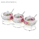 Набор из 3-х банок 300 мл для сыпучих продуктов &amp;quot;Гамма&amp;quot; с ложками