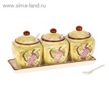 Набор банок 3 шт с ложками &amp;quot;Виноградник&amp;quot; 400 мл