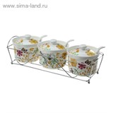 Набор банок для сыпучих продуктов с ложками &amp;quot;Офелия&amp;quot; на подставке, 3 шт.