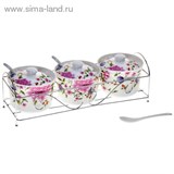 Набор банок для сыпучих продуктов 300 мл 3 шт &amp;quot;Георгин&amp;quot;, на подставке