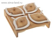 Набор емкостей для сыпучих продуктов с ложками &amp;quot;Эстет. Капля&amp;quot; на подставке, 4 шт.